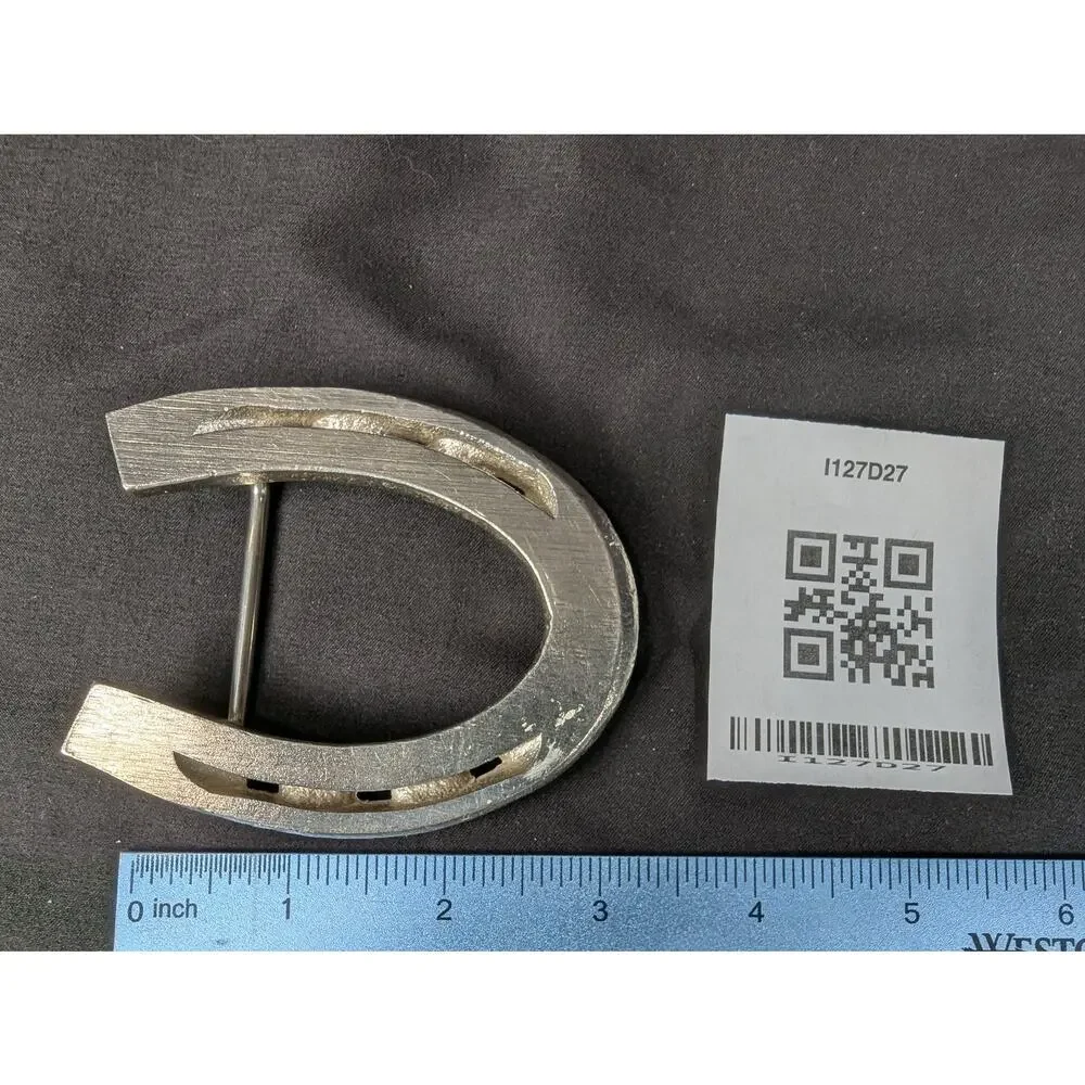 Vintage Horseshoe Belt Buckle Western Style Cast Metal Rustic Accessory Good